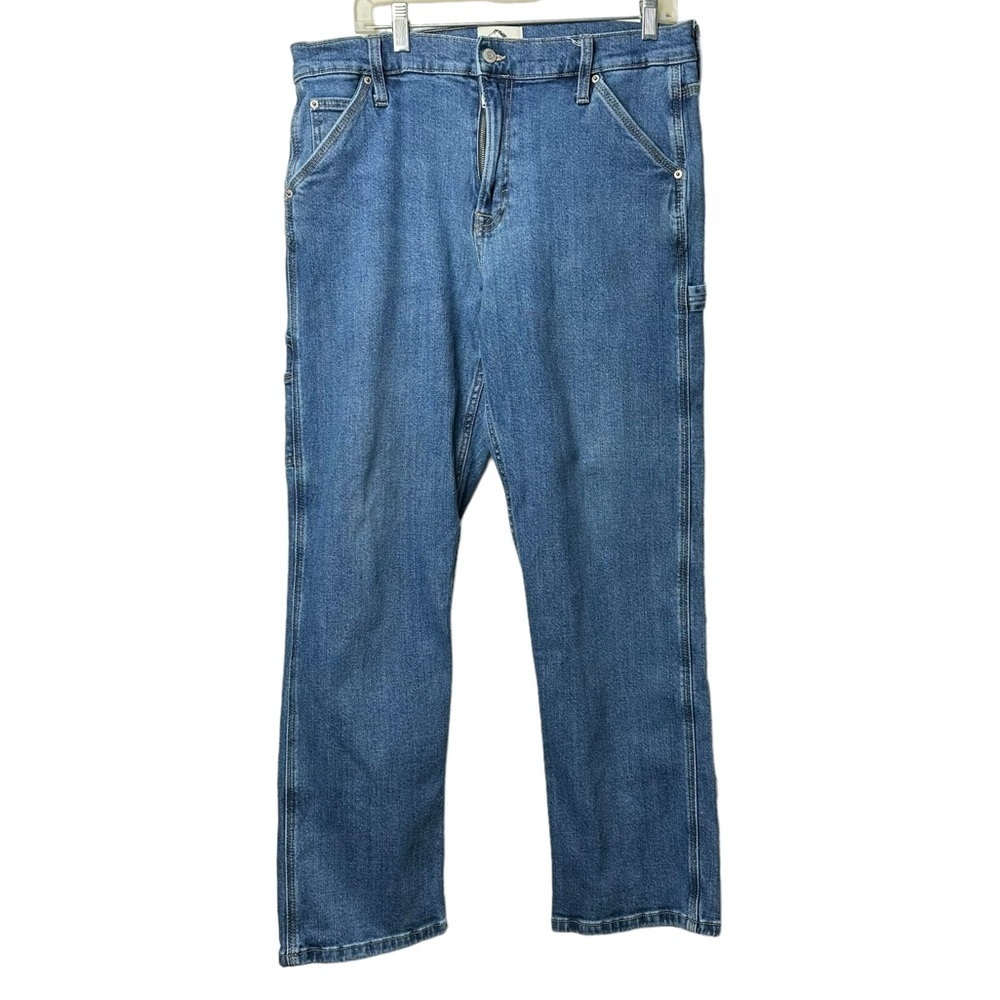 Jordache Vintage Jeans Size 34x30 Cargo High Waisted Straight Mom Denim Blue